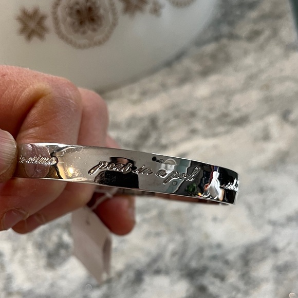 Kate Spade Shiny Silver Best Friend Engraved Bangle - Picture 3 of 6